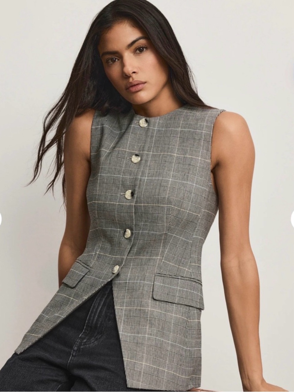 Veronica Beard Gray Glen Plaid Tailored Vest *NWT Size 0 originally $548